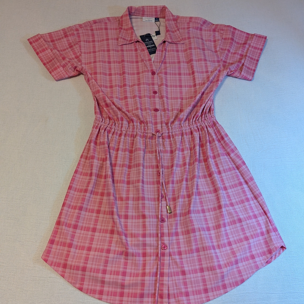 Talbots Pink Checkered Midi Dress